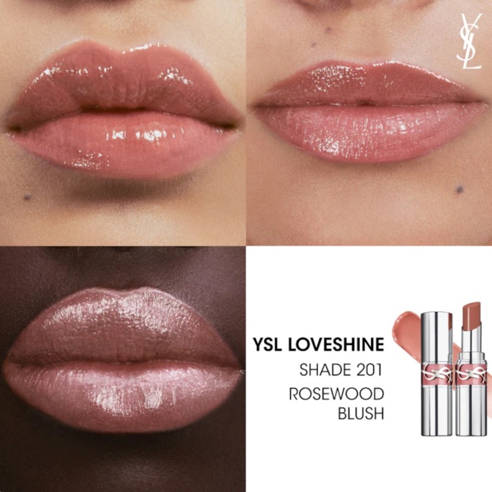 Iconic!YSL Loveshine Lip Oil Stick in: 201 Rosewood Blush - soft rosewood 1.3gms